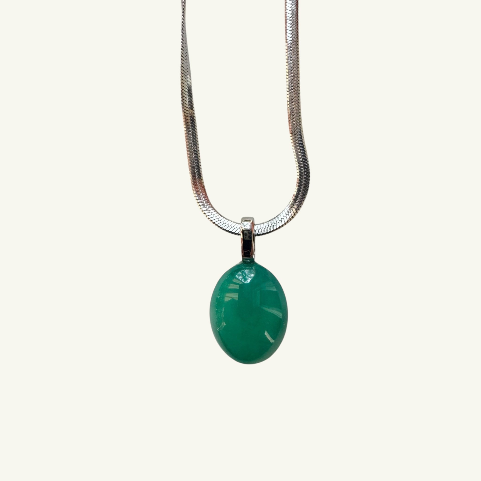Collana agata verde 24x18 mm Sharifa Crystals